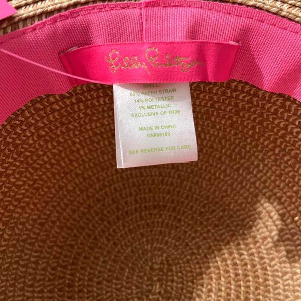 NWT Lilly Pulitzer Floppy Beach Hat Pink Floral Journey To The Jungly - Picture 5 of 5